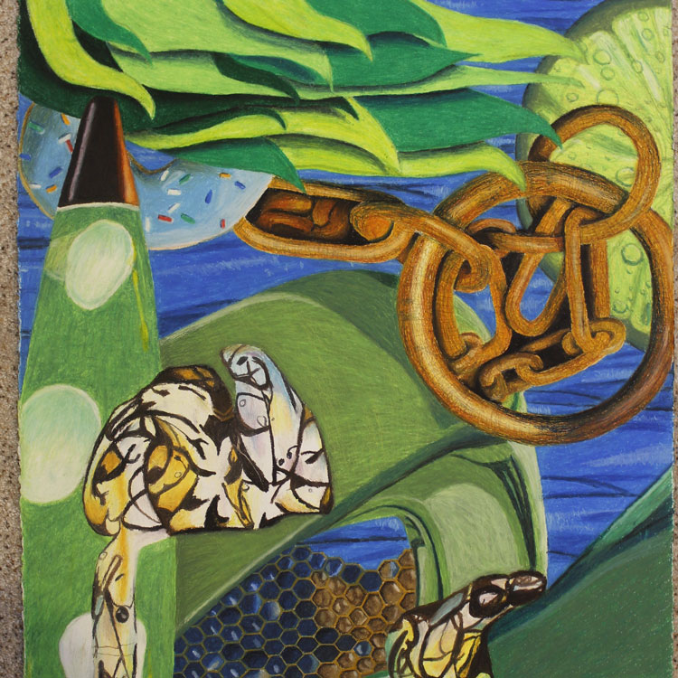 Collage in oil pastels
